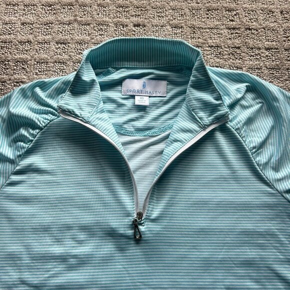 Sport Haley Womens Size XS Top Golf Polo Shirt Blue White Striped Outdoor - Picture 5 of 8